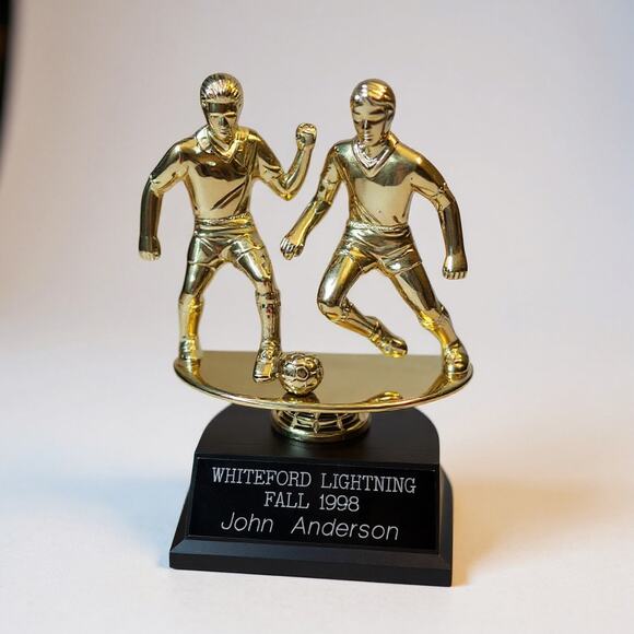 black and gold soccer Trophy - Picture 1 of 11